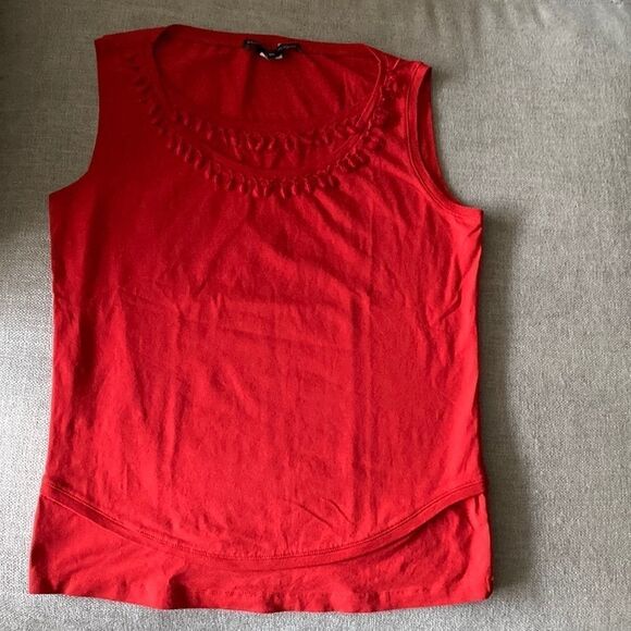 Les Copains Blue Red Sleeveless Top with Detail at neckline and hem. Size IT44/8 - Picture 2 of 4